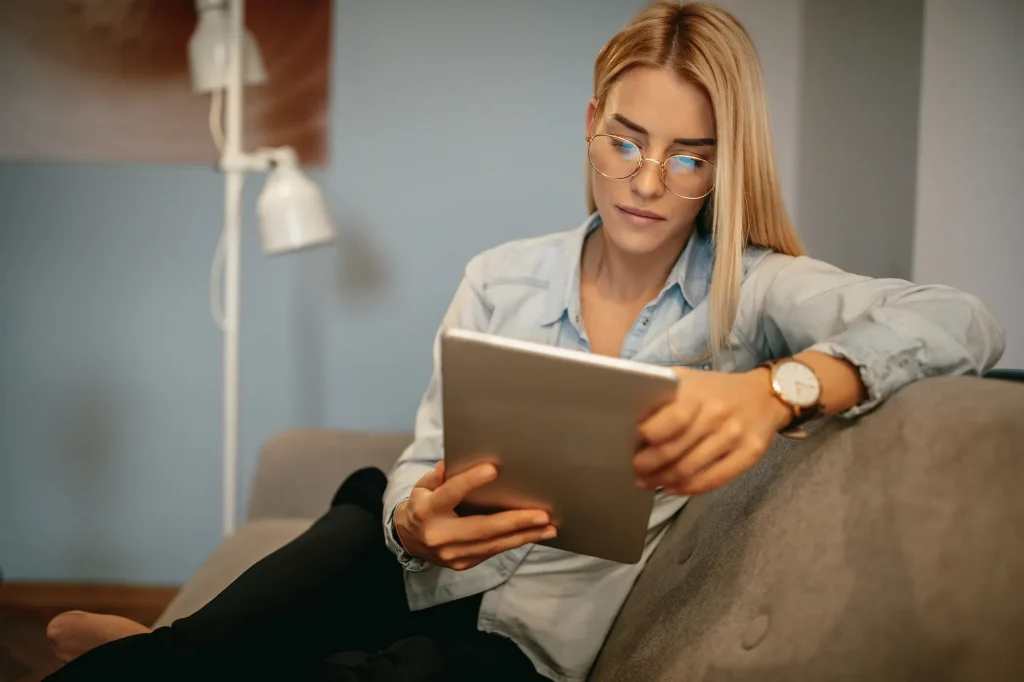 woman reading a blog about divorce and family law solicitors in London